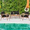Costway 4PCS Patio Rattan Furniture Set Wooden Cushioned Sofa with Black & Turquoise Cover